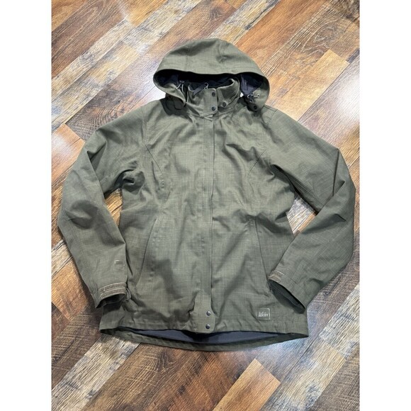 REI Jackets & Blazers - REI Jacket Women's small Soft Shell Fleece Lined Green Hooded Full Zip Coat